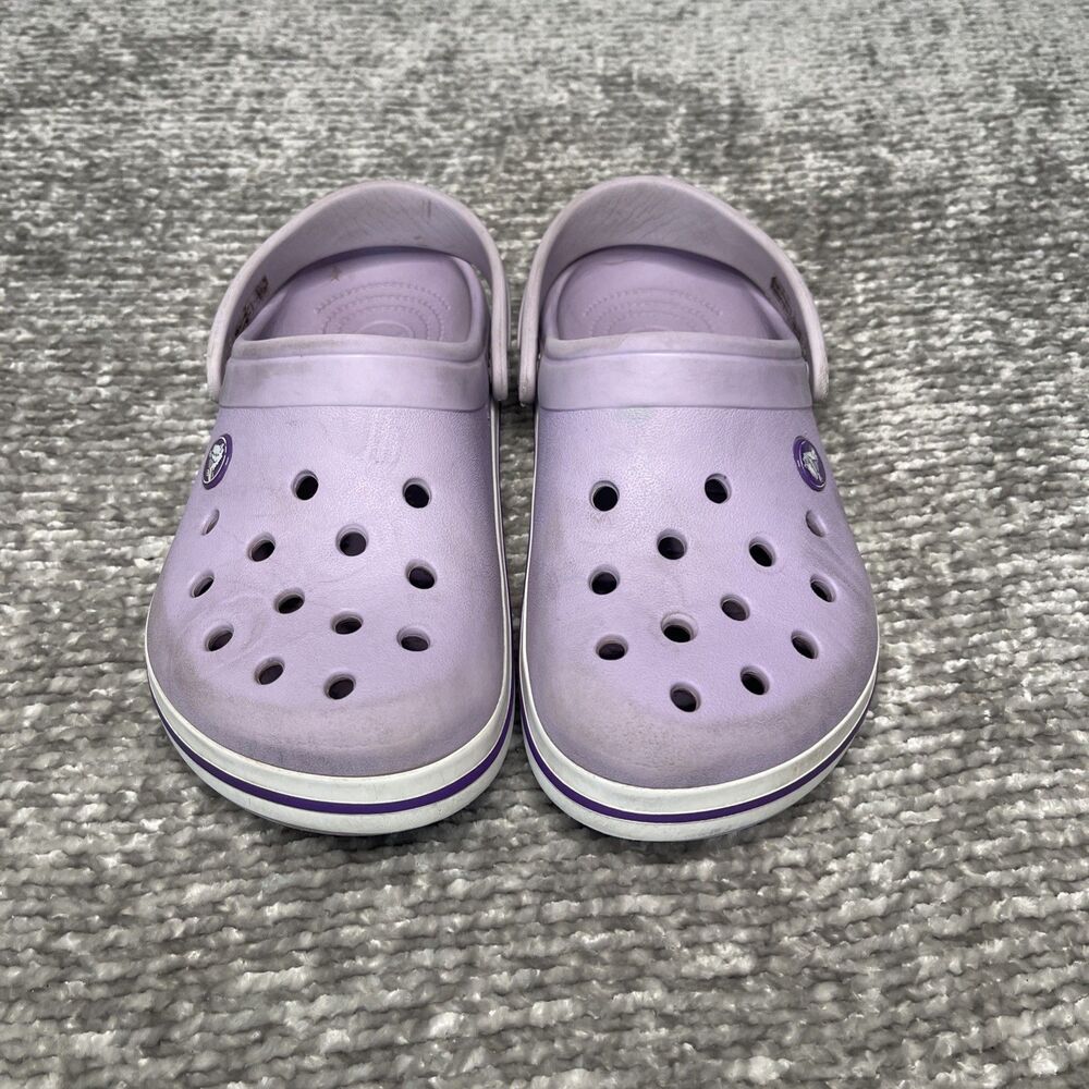 CROCS Size 3Y Purple White Classic Clogs Shoes
